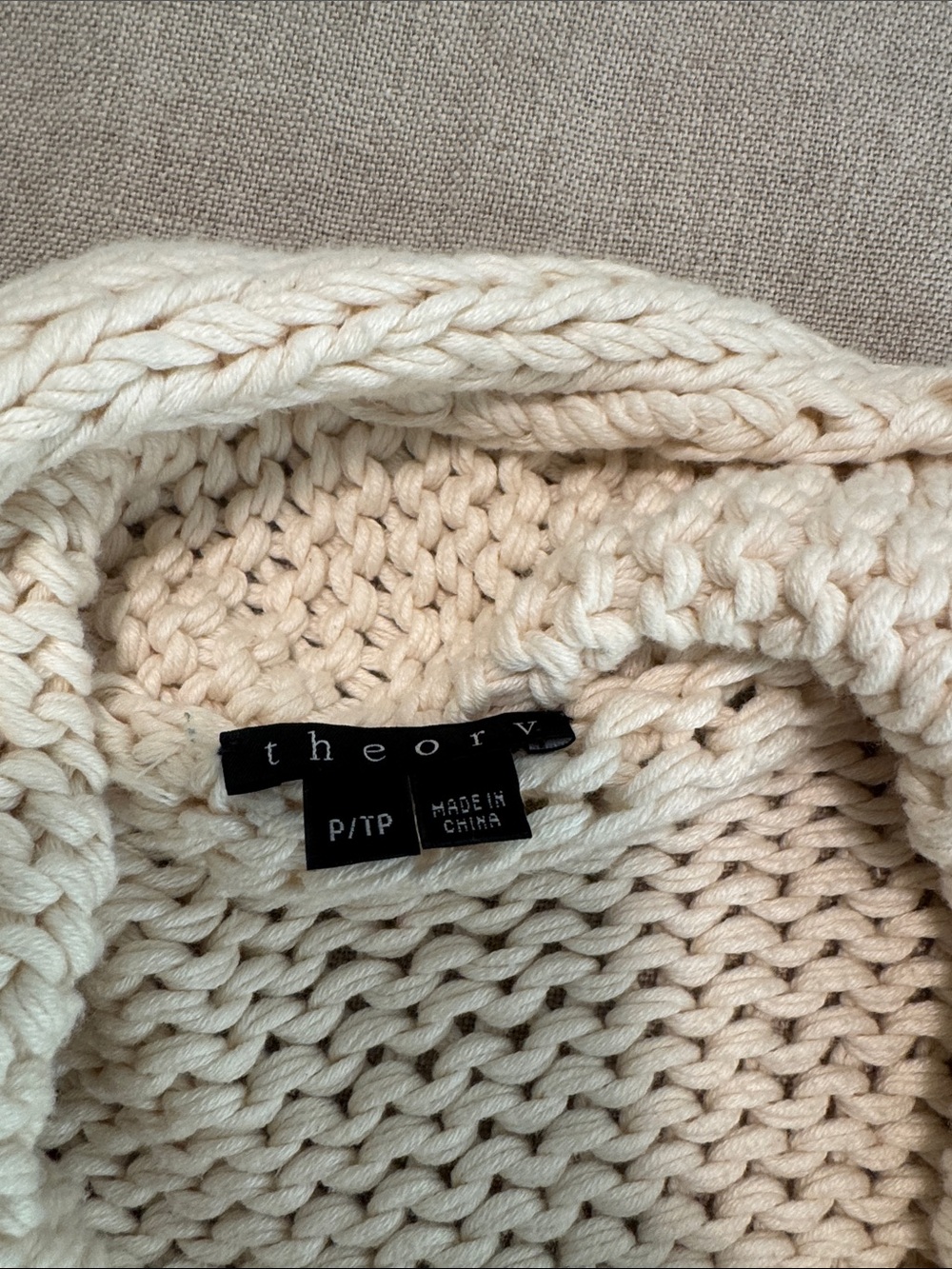 Theory Cream Chunky Open-Front Knit Cardigan - Picture 6 of 6
